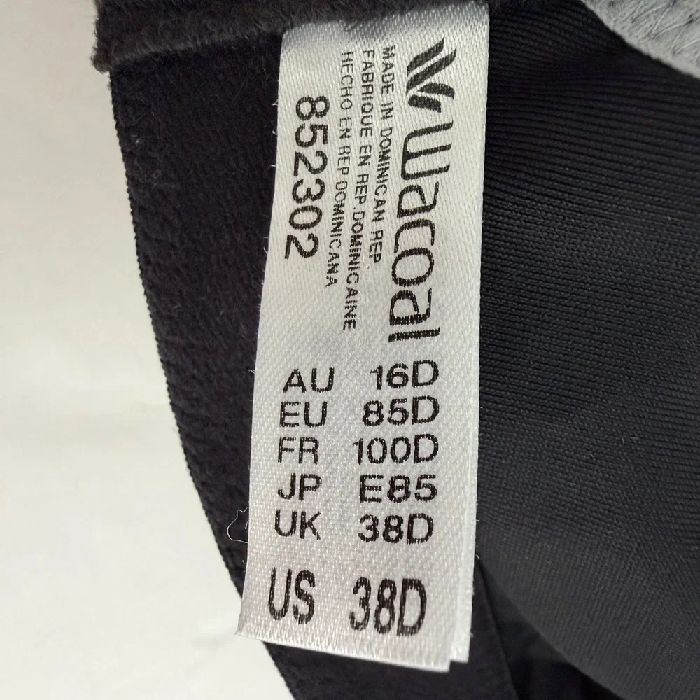 Wacoal Sport High Impact Underwire Bra Black Grey 852302 Womens 38D
